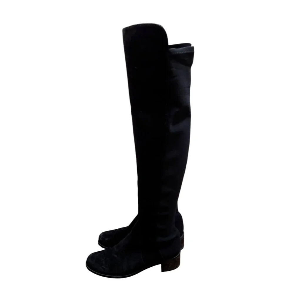 $850 STUART WEITZMAN Reserve Boot OVER THE KNEE SUEDE BOOT BLACK Size 6